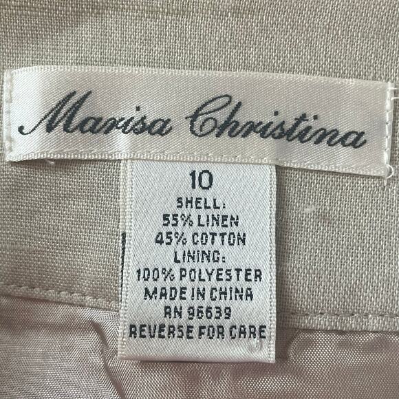 Marisa Christina Linen Blend A-Line Midi Skirt Size 10 Ruffle Swirls Lagenlook - Picture 7 of 8